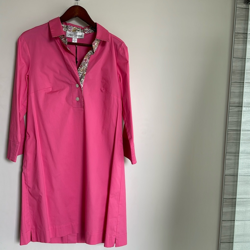 Sara Campbell Pink Floral Shirt Dress